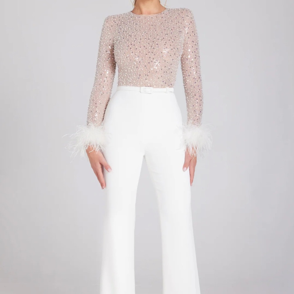 Nadine Merabi Amelia White Jumpsuit XXL